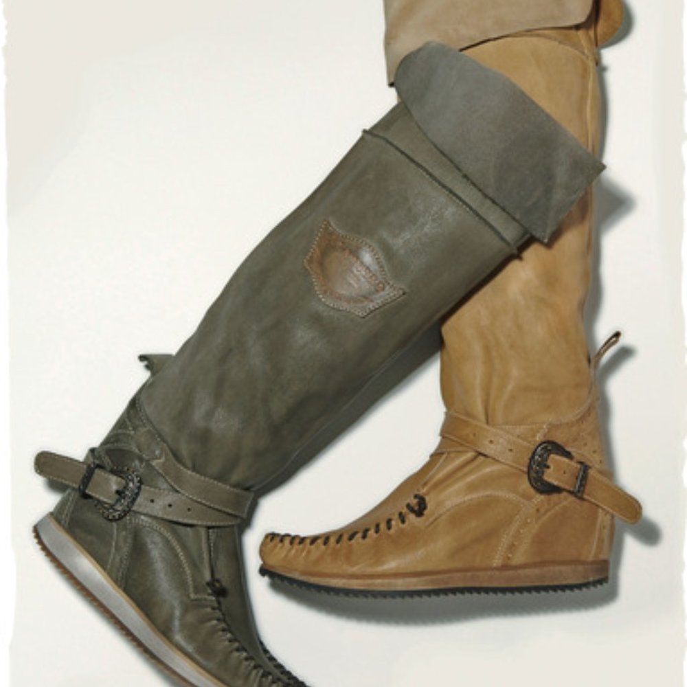 Cochella Festival Tuscan Italian handmade tall boots 38 desert tan 7.5 moccasin